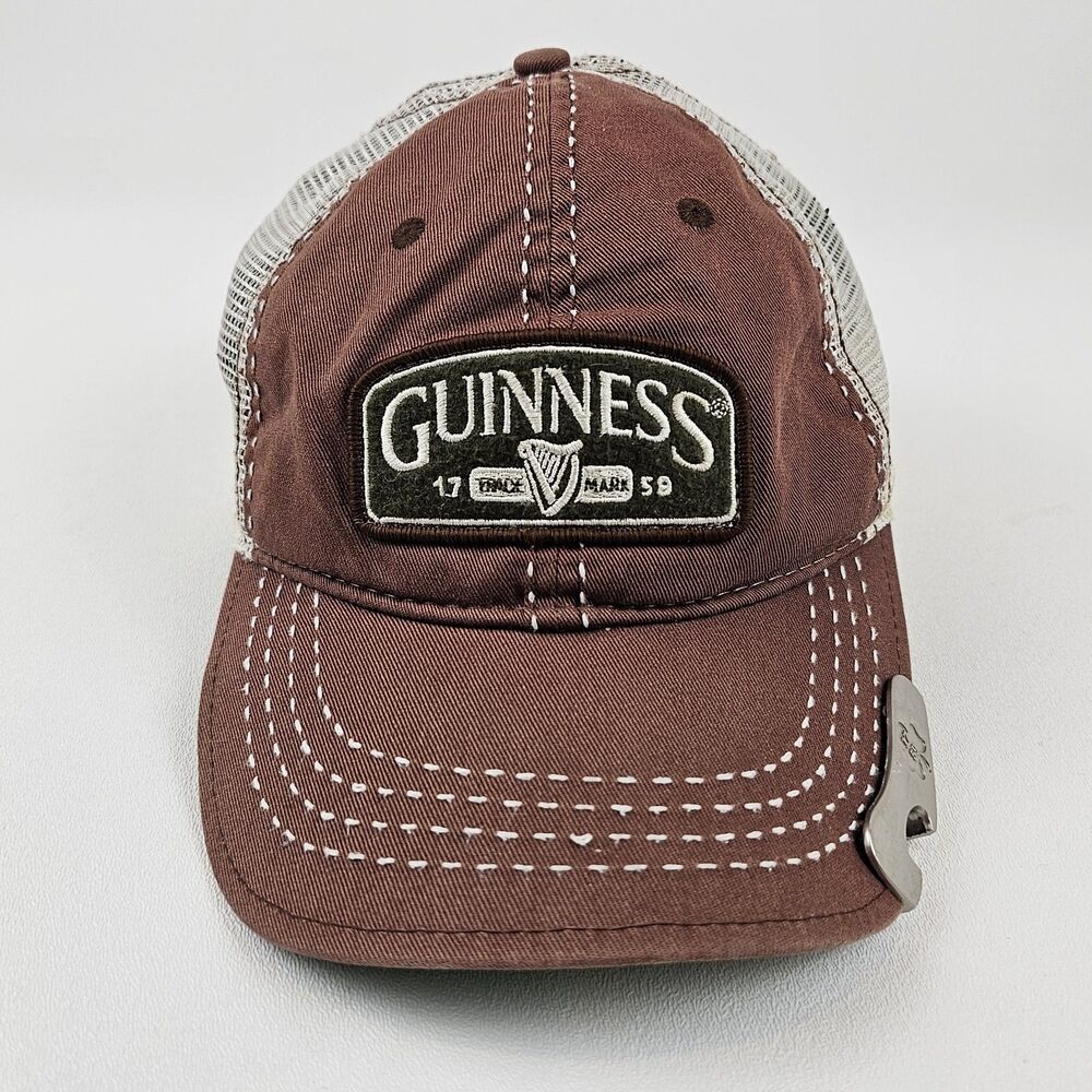 Guinness 1759 Trucker Hat Brown Mesh Snapback Cap Built In Bottle Opener